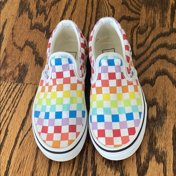 kids rainbow checkered vans